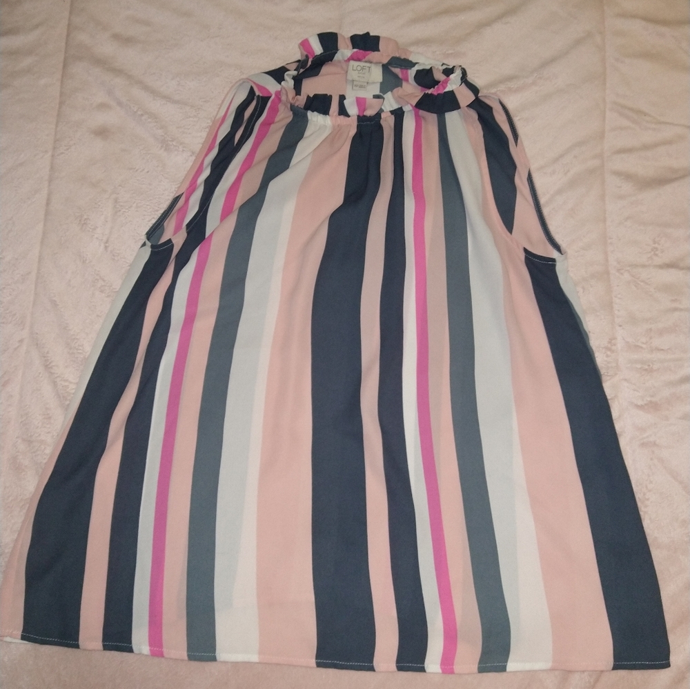 Ann Taylor Loft Champagne striped pink Short Sleeve Top Petite XS